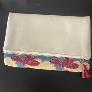 Folded Floral/Leather Clutch